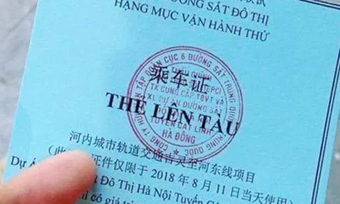 Thẻ đi thử tàu Cát Linh-Hà Đông in song ngữ Việt - Trung có giá trị trong ngày